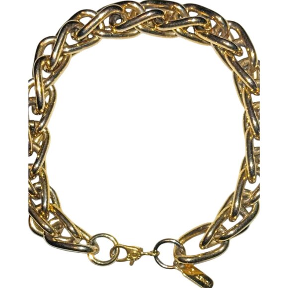 MONET Signed Vintage Gold Tone Chain Link Bracelet Polished Tagged Lobster Clasp - Picture 5 of 8